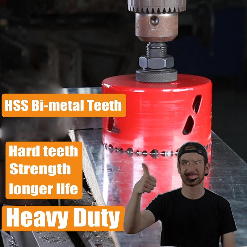 wowsupm 5-3/4 Inch Deep HSS Bi Metal Hole Saw with Arbor Depth 2.1” for Metal Thick Wood PVC Drywall Aluminum Big Slot New Sharp Teeth Heavy Duty Hole Saw Bit - Image 4